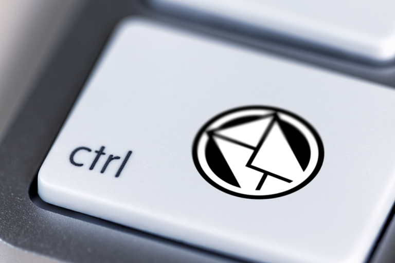email inbox Close-up of a keyboard's Ctrl key with a logo design featuring an email icon.